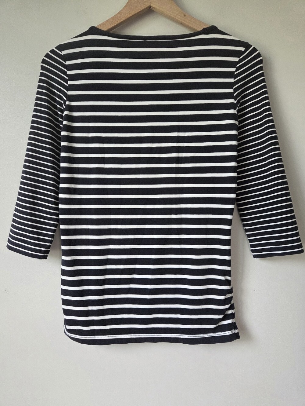 ME+EM Navy White Stripe Button Shoulder 3/4 Sleeve Top Womens Size 10 - Picture 3 of 7